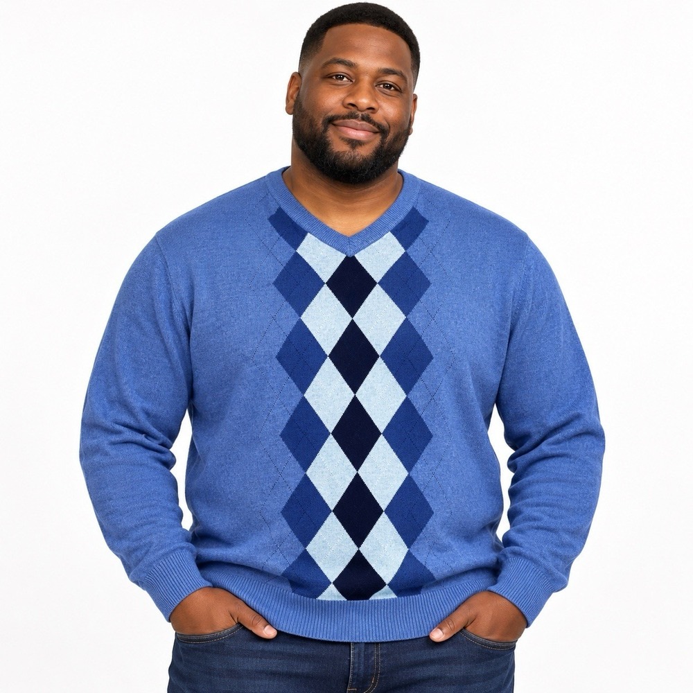 Roundtree & Yorke Sweater Men's XL Argyle Grandpacore Academia Old Money Preppy